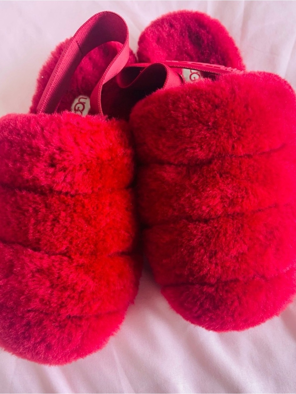 UGG | Women’s Super Fluff Slingback Slippers in Ribbon Red